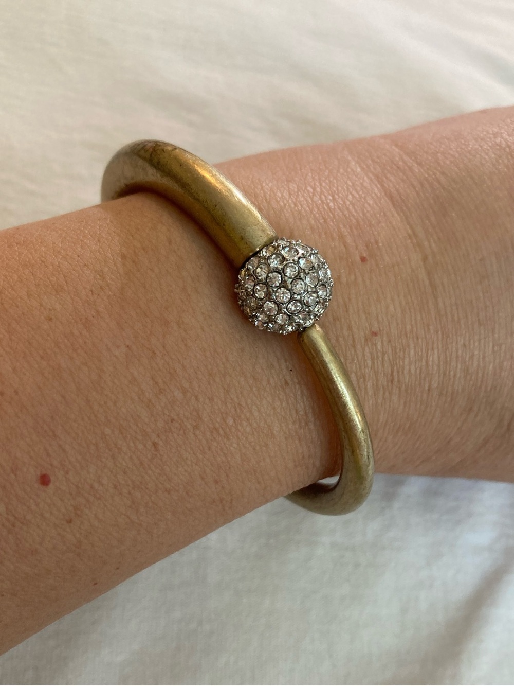 Banana Republic Signed Hinged Bangle Bracelet with Clear Stones